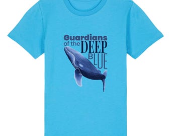 Organic Cotton Kids T-Shirt with Endangered Whale Illustration I Eco-Friendly and Educational Clothing for Children