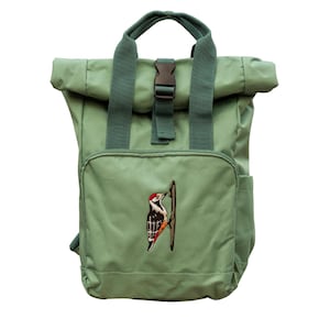 White-backed Woodpecker Kids Backpack | Recycled Mini Backpack in six colors | Eco Kids Bag | Wildlife Design
