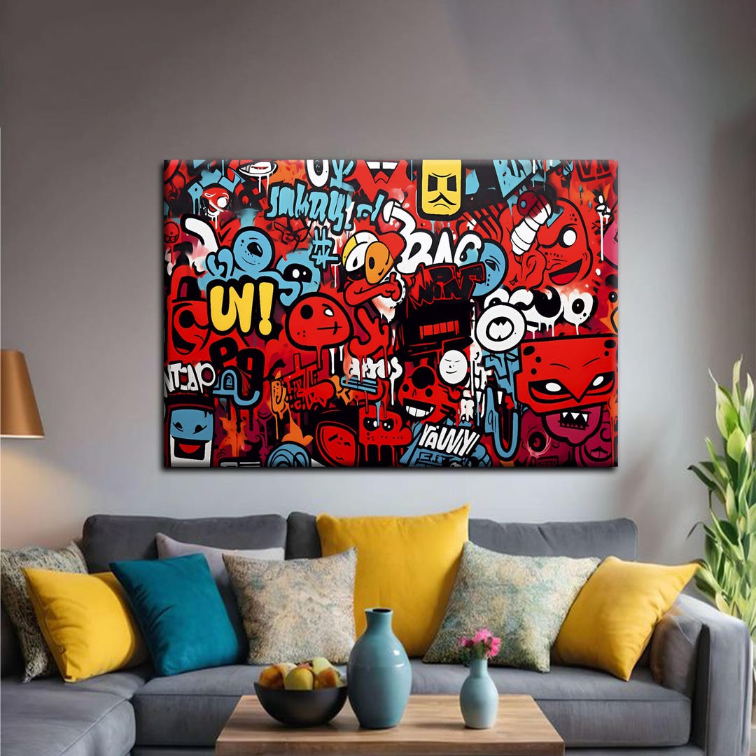 Street Art Graffiti Canvas Print, Colorful Pop Art Wall Decor for ...