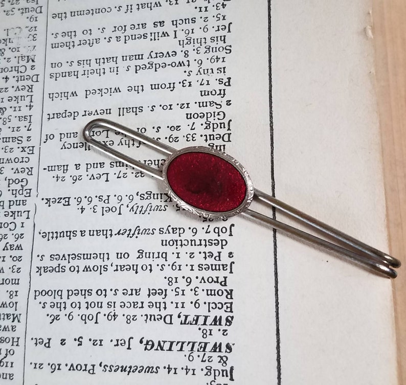 Retro Men/'s Tie Bar Clip With Rust Colored Stone Vintage Mid Century Modern Silver Tie Clip With Stone