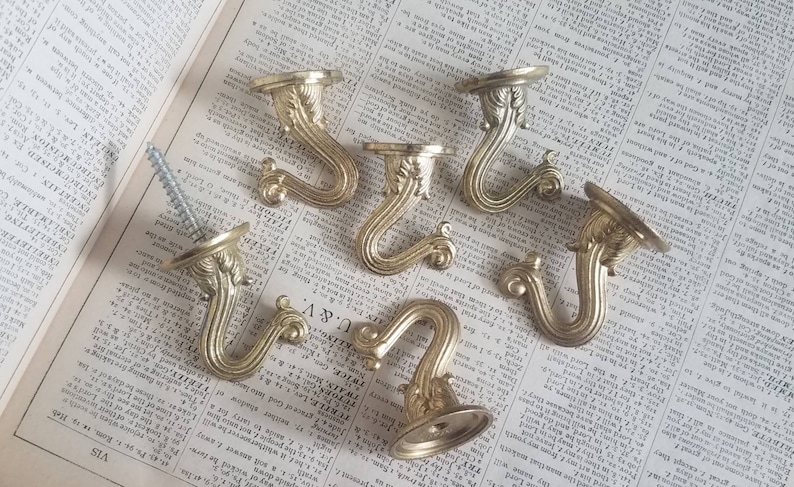 Vintage Ceiling Hooks Gold Hooks Wall Hooks Vintage Clothing Hooks Bathroom Towel Hook Bathroom Decor Key Hook Wall Hook Coat Hooks Gold