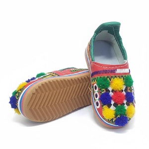Handmade Moroccan Leather Slippers – Kids' Pom Pom Balgha Babouche