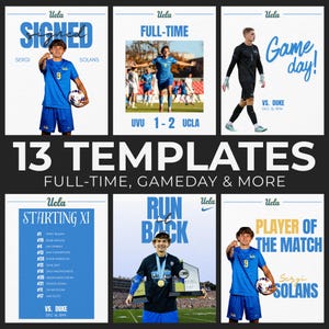 Plantillas de redes sociales de fútbol personalizables con gráficos deportivos CANVA