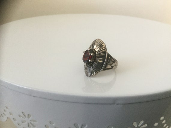 Ring,Vintage Garnet Ring,Sterling Silver Garnet Ri