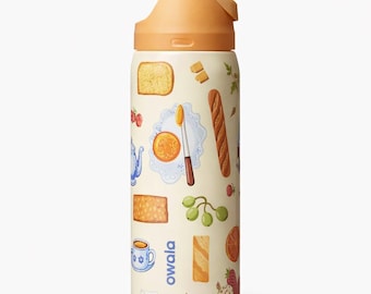 Personalized Owala Brunch Bunch Yellow Water Bottle 32oz, Insulated Straw Cup, Leak-Proof Lid