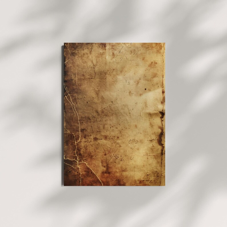 Puede incluir: Un trozo rectangular de papel de pergamino envejecido con escritura manuscrita y n&uacute;meros. El papel tiene un tono sepia con grietas y desgaste visibles, lo que sugiere edad e importancia hist&oacute;rica. El fondo es una superficie blanca.