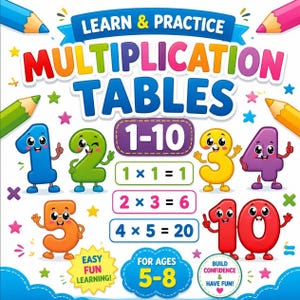 Multiplication Tables 1-10 Printable Worksheet/Learn and Practice Math Workbook for kids