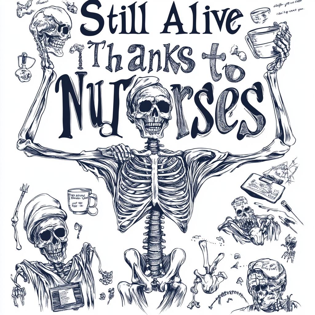 Funny Nurse Skeleton Digital Download | Nurse Humor Wall Art | Medical ...