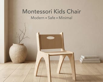 Montessori Natural Wood Chair, Toddler Chair Plywood Kids Chair, Wooden Childrens Chair, Toddler Desk Chair, Nursery Chair, Preschool Chair