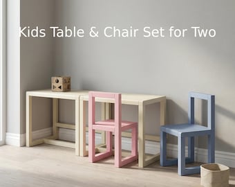 Montessori Kids Table and Chair Set, Toddler Table Set, Montessori Furniture, Nursery Furniture, School Table Set, Handmade Kids Furniture