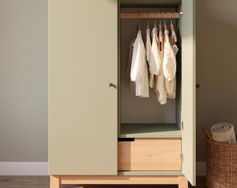 Montessori Wardrobe & Furniture for Toddlers, Baby Closet Organizer with Dress Up Storage, Nursery Shelves, Toy Storage, Kids Wooden Armoire