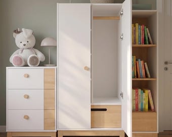 Armario Montessori para habitación infantil, armario para bebés y niños pequeños, muebles Montessori, almacenamiento para guardería, organizador de armario, armario infantil