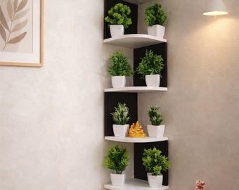 5-Stöckiges Eck-Wandregal | Schwarz & Weiß Floating Organizer