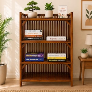 Bambusregal mit 4 Ebenen | Eingangsbereich Bücherregal Organizer, Blumenständer