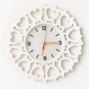12 Inch Makrana Marble Heart Wall Clock, Handmade White Marble Clock, Luxury Wall Decor, Modern Home Decor, Housewarming Gift