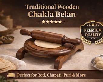 Handgefertigtes Sheesham Holz Chakla Belan Set • Indischer Roti Maker