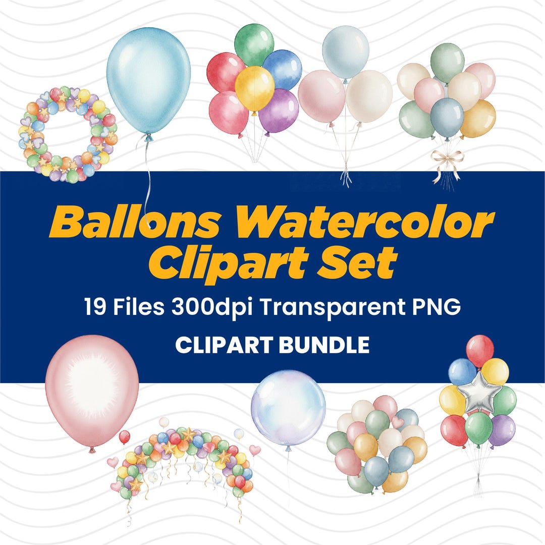 Pastel Balloons Watercolor Clipart Set, Party PNG (digital Download) - Etsy