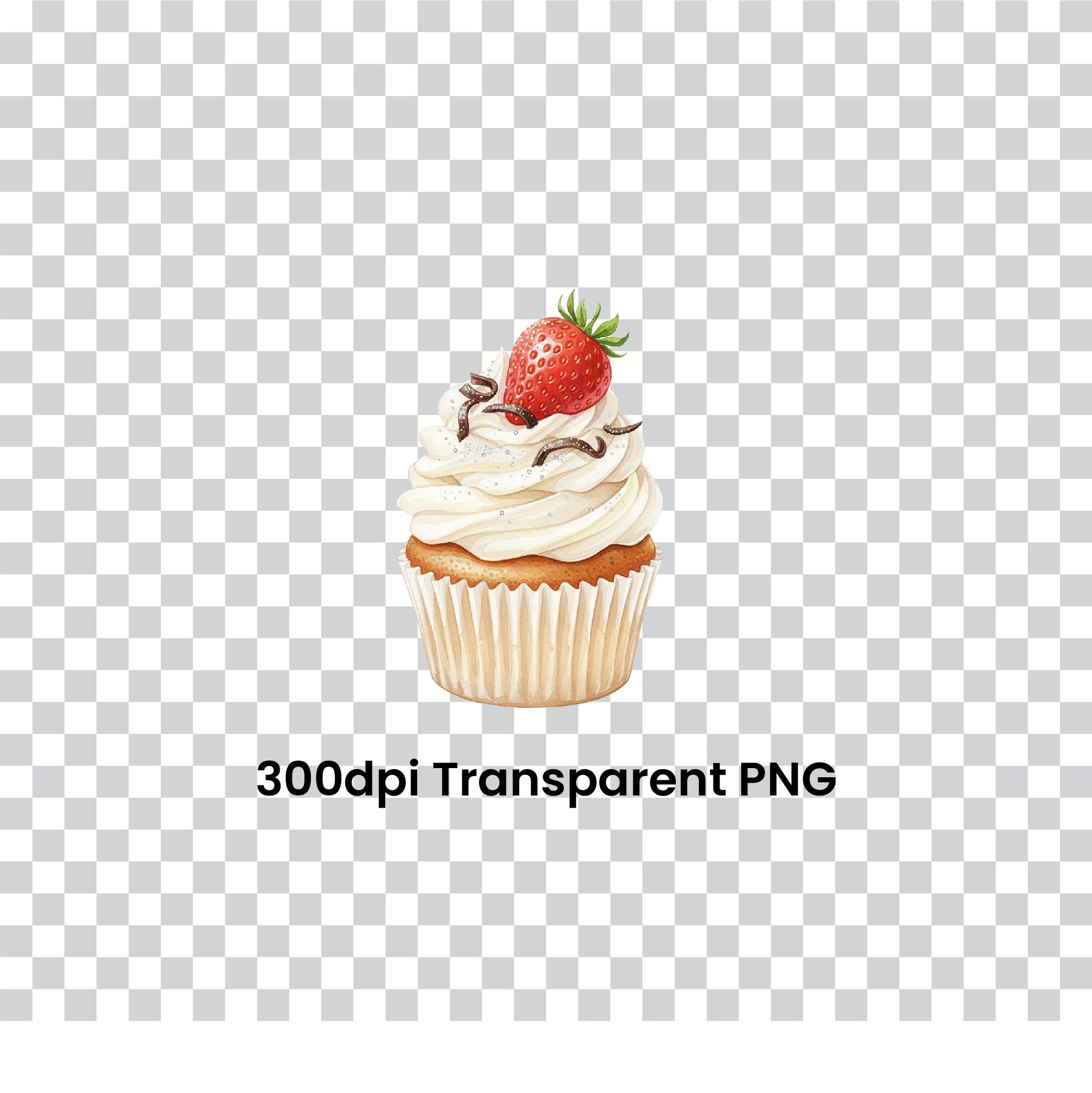 Watercolor Cupcake Clipart Bundle, Dessert PNG Set (digital Download ...