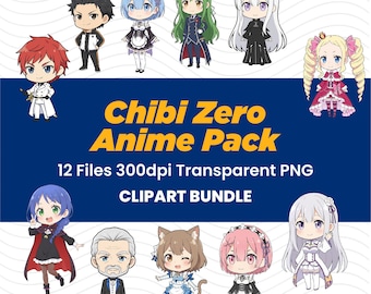 Chibi Anime Charakter Clipart Bundle, transparente PNG (digitaler Download)