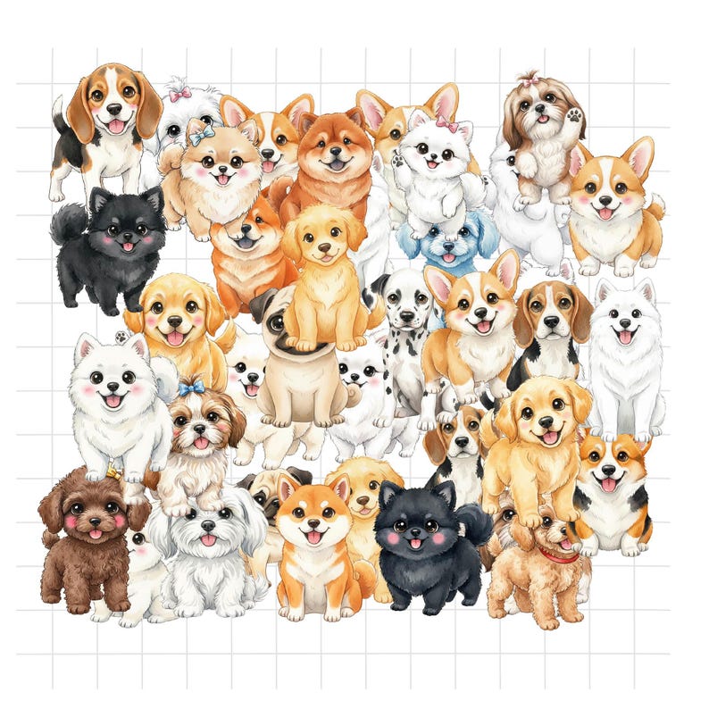 Watercolor Puppy Clipart Bundle | Dog Breeds PNG (39 Files, 300 DPI - Etsy