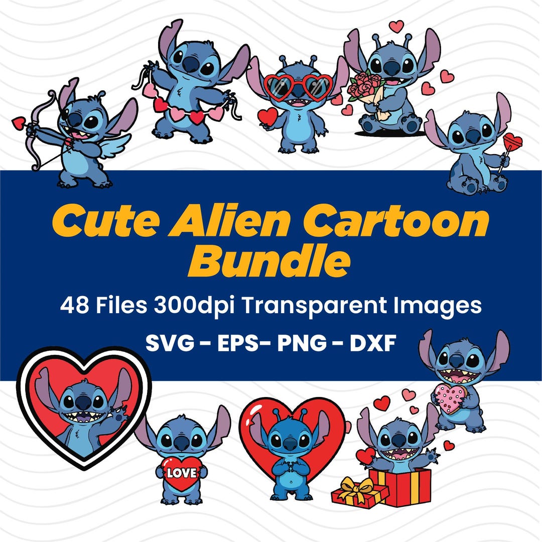 Alien Valentine Clipart Bundle, Love Cartoon Graphics (png, Svg, Eps ...