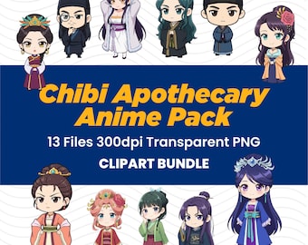Chibi Apotheker Anime Clipart Bundle, transparente PNG (digitaler Download)