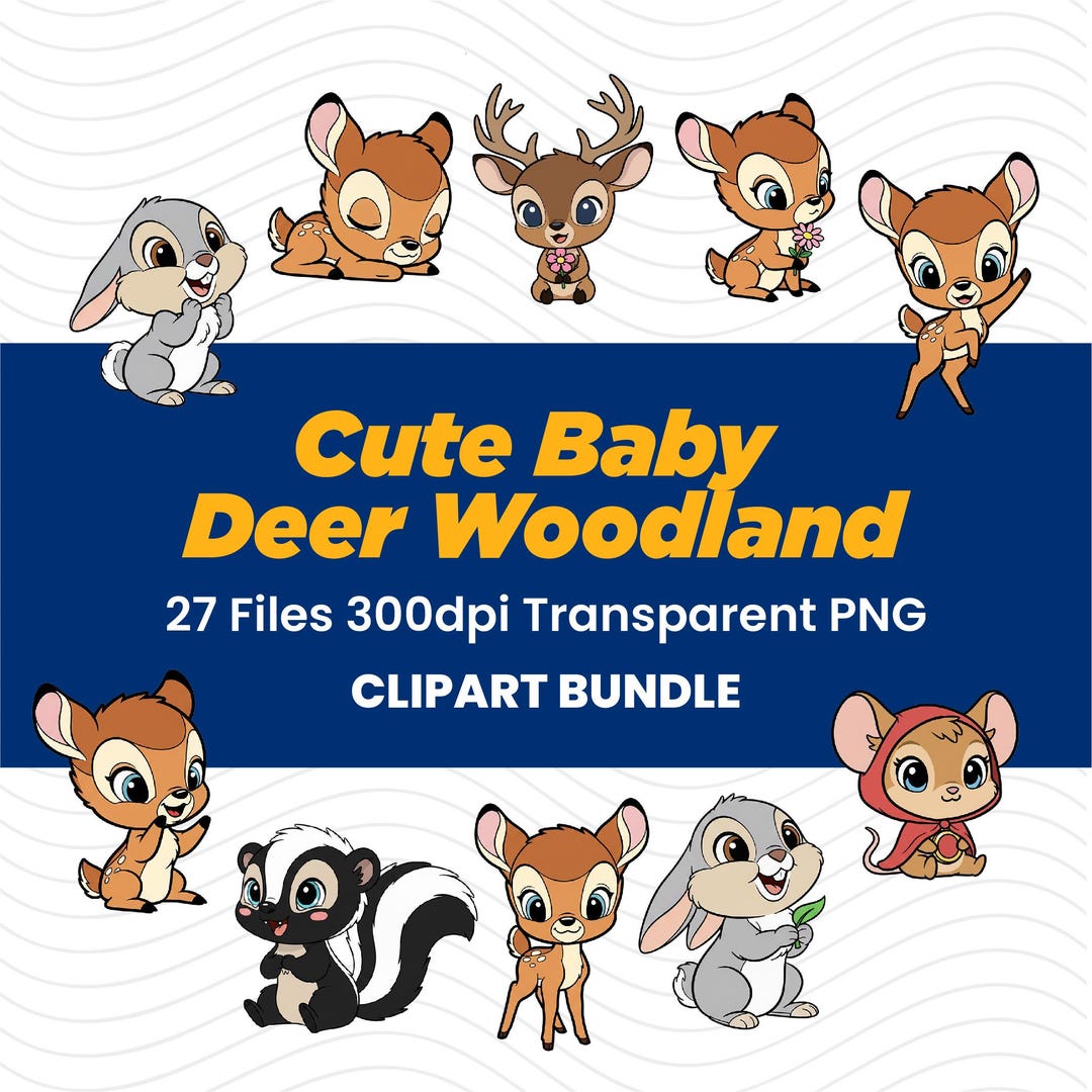 Woodland Animals Clipart | Baby Deer PNG Bundle (27 Files, 300 DPI - Etsy