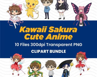 Kawaii Anime Charakter Clipart, Magisches Thema, 10 PNG Dateien (digitaler Download)