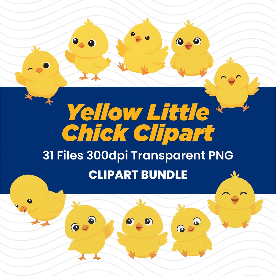 Yellow Little Chick Clipart Bundle, Cute Baby Chick Cartoon, 31 Files ...