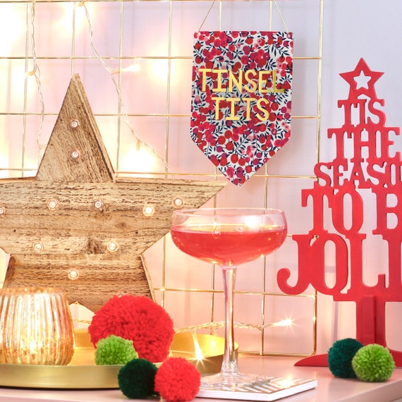 Tinsel Tits Liberty Print Gold Metallic Banner