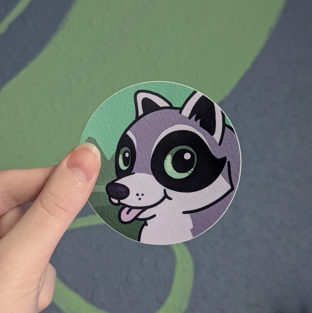 Rascal Raccoon Sticker Cartoon Raccoon Sticker - Etsy
