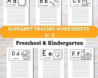 Folhas de Atividades de Caligrafia do Alfabeto A-Z | Prática de Escrita de Letras para Educação Infantil | Atividade de Aprendizagem do Alfabeto para Imprimir | Download Imediato