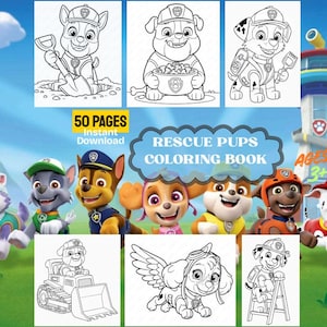 Rettungswelpen Malbuch, Kids Helden Abenteuer (PDF Download A4, 50 Seiten)