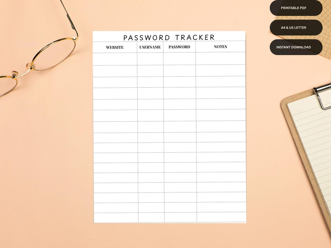 Password Tracker Printable, Login Information Log, Password Organizer ...