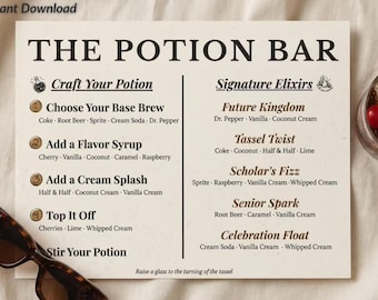 Graduation Potion Bar Signature Drink Sign Template: Next Chapter Book Themed (Digital Download)