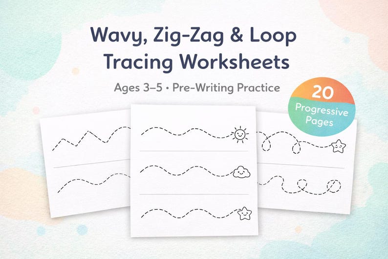 Zig Zag & Wavy Line Tracing Worksheets for Toddlers Ages 3–5 | Pre ...