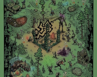 USA Shipping - Hand-drawn Valheim Black Forest Map – Fan Made Illustrated Print