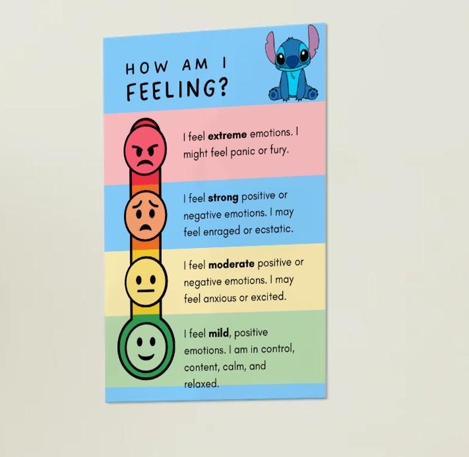 Emotion Scale for Kids Printable Feelings Chart for Autism, ADHD and ...
