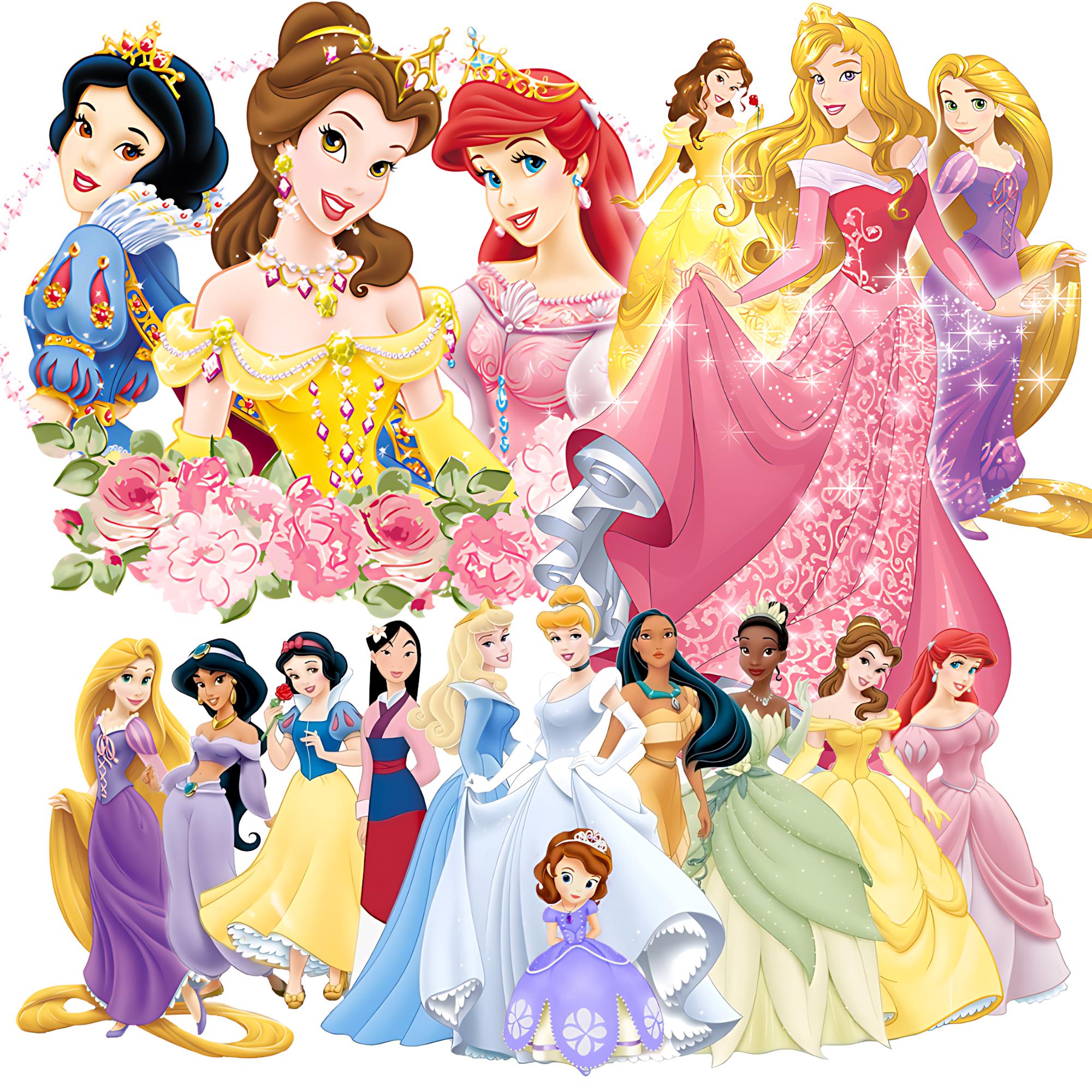 Princess PNG Clipart Bundle – Cartoon Characters, Birthday Party ...