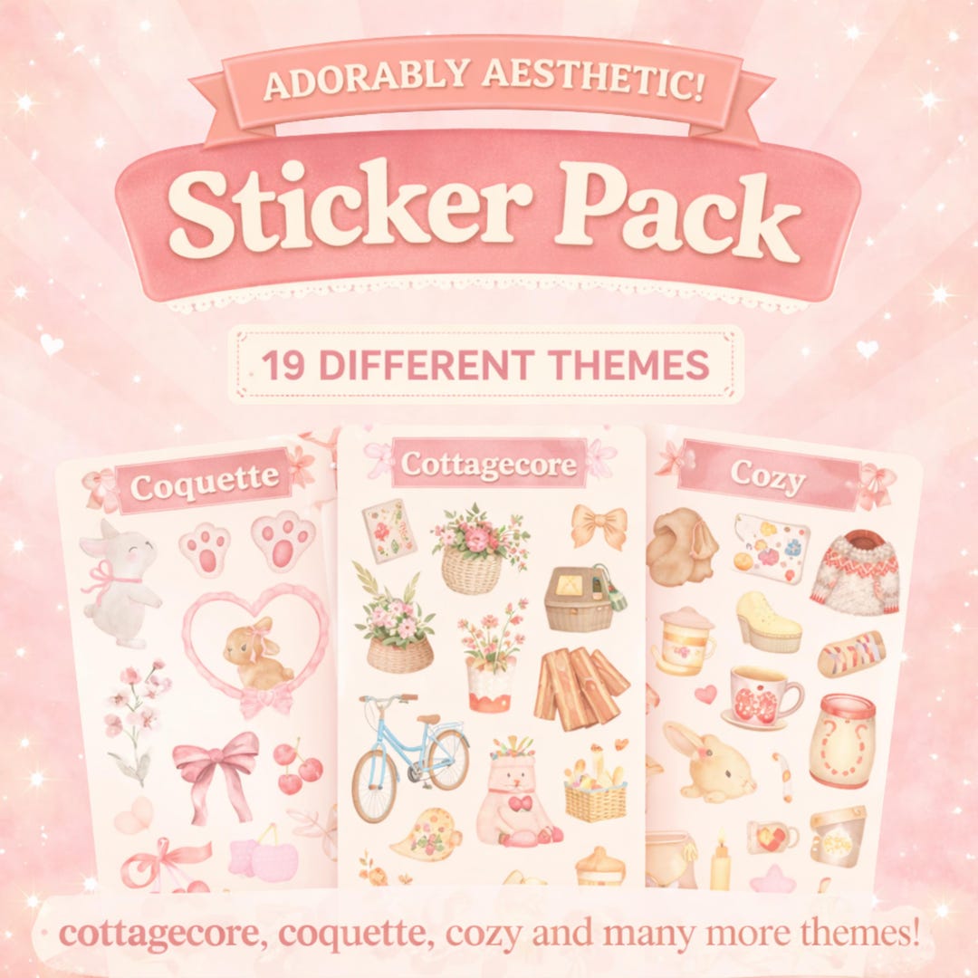 Aesthetic Sticker Pack Canva Bearbeitbar Niedliche digitale Aufkleber ...