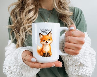 Personlig rävälskare-kaffemugg, anpassad skogsdjursmugg, skogsdjurspresentmugg, söt rävnaturmugg