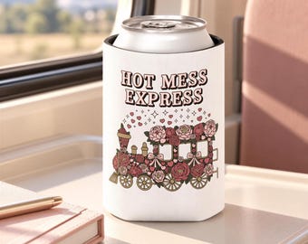 Hot Mess Express Can Cooler, Floral Drink Sleeve, Funny Gift for Busy Moms, Besties, Coworkers and Chaos Coordinators