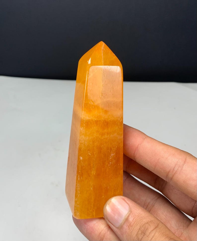 214 Grams Crystalize Orange Calcite Tower From Pakistan image 6