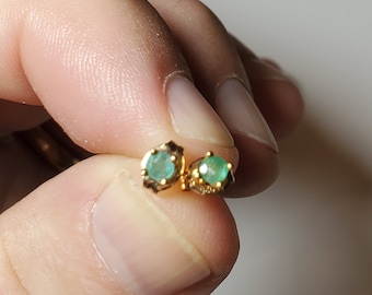 New 3mm Emerald Earrings