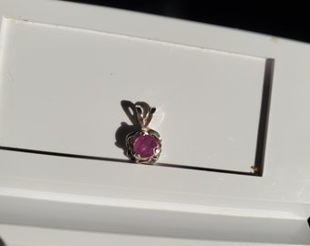 4mm round Ruby in Rose Flower Pendant Setting