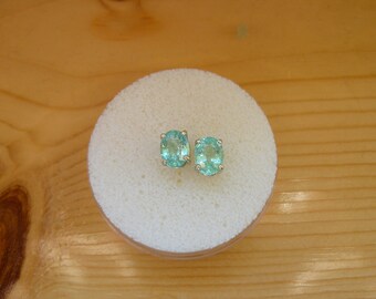 New, One of a Kind 3ct 14kt White Gold Green/Blue Paraiba (copper bearing) Tourmaline Earrings