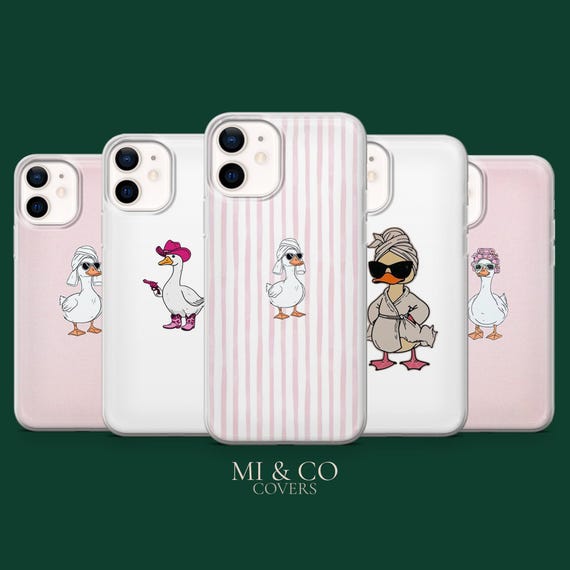 Funny Duck Case Goose Animal Meme Cover for iPhone 17Pro, 16, 15, 14, 13, 12, Samsung S25, S24, S23Fe, S22, A17, A26, A56, Pixel 10, 9