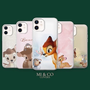 Custodia per telefono Bambi Disney Woodland per iPhone 17Pro, 16, 15, 14, 13, 12, Samsung S25, S24, S23Fe, S22, A17, A26, A56, Pixel 10, 9