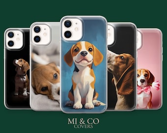 Beagle Dog Phone Case Puppy Lovely Cover for iPhone 17Pro, 16, 15, 14, 13, 12, Samsung S25, S24, S23Fe, S22, A17, A26 ,A56, Pixel 10, 9Pro