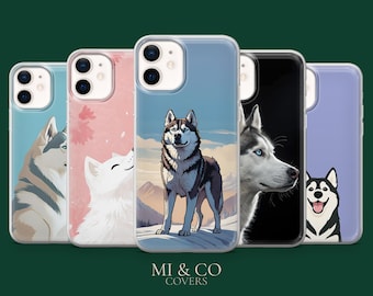 Husky Phone Case Husky Dog Winter Dog Cover for iPhone 17Pro, 16, 15, 14, 13, 12, Samsung S25, S24, S23Fe, S22, A17, A26, A56, Pixel 10, 9